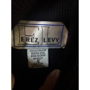 Erez Levy Black Extra Fine Merino Wool Turtleneck Sweater Women Small RN 93227